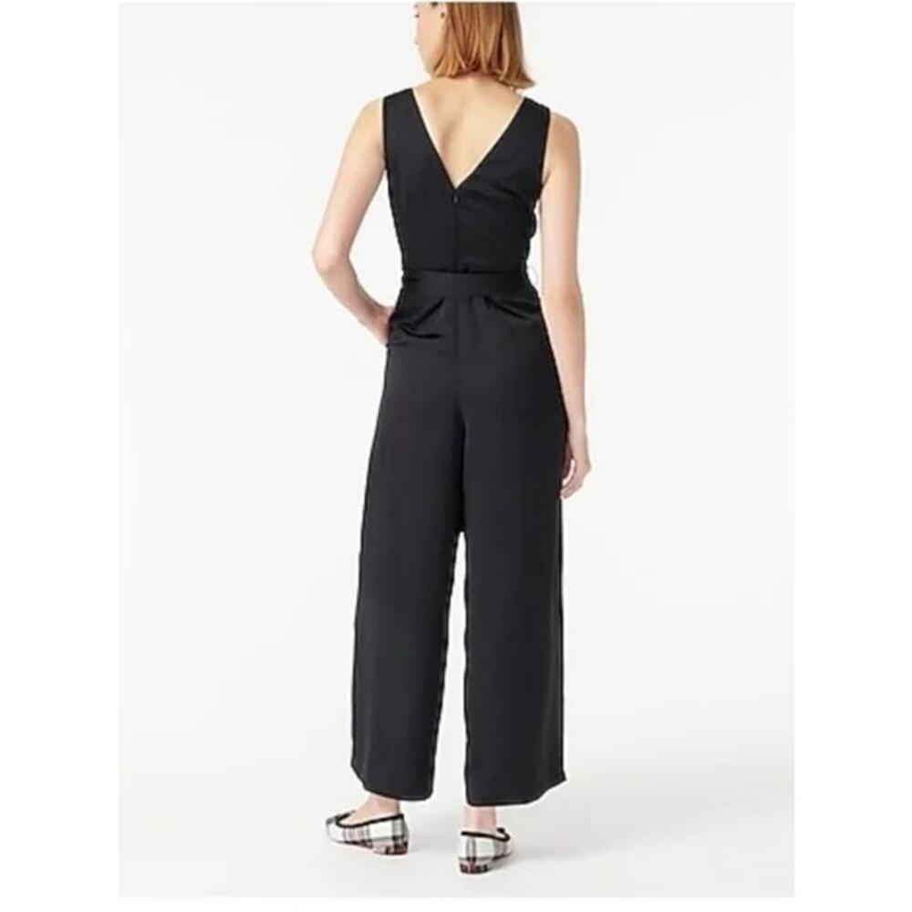 J Crew Sleeveless Satin Effect OnePiece Jumpsuit Elastic Tie Waist Pocket 6 Blue - Picture 5 of 15